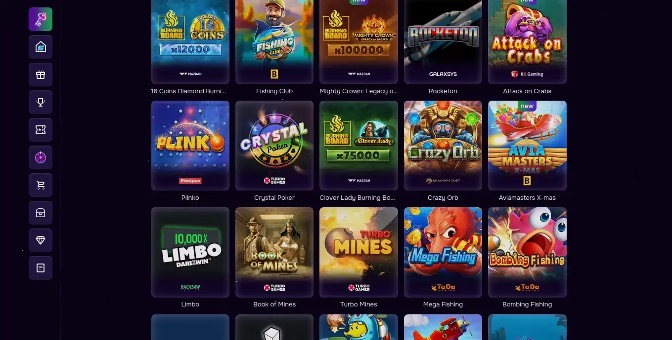 Cryptoboss casino тёмно-золотой интерфейс слотов